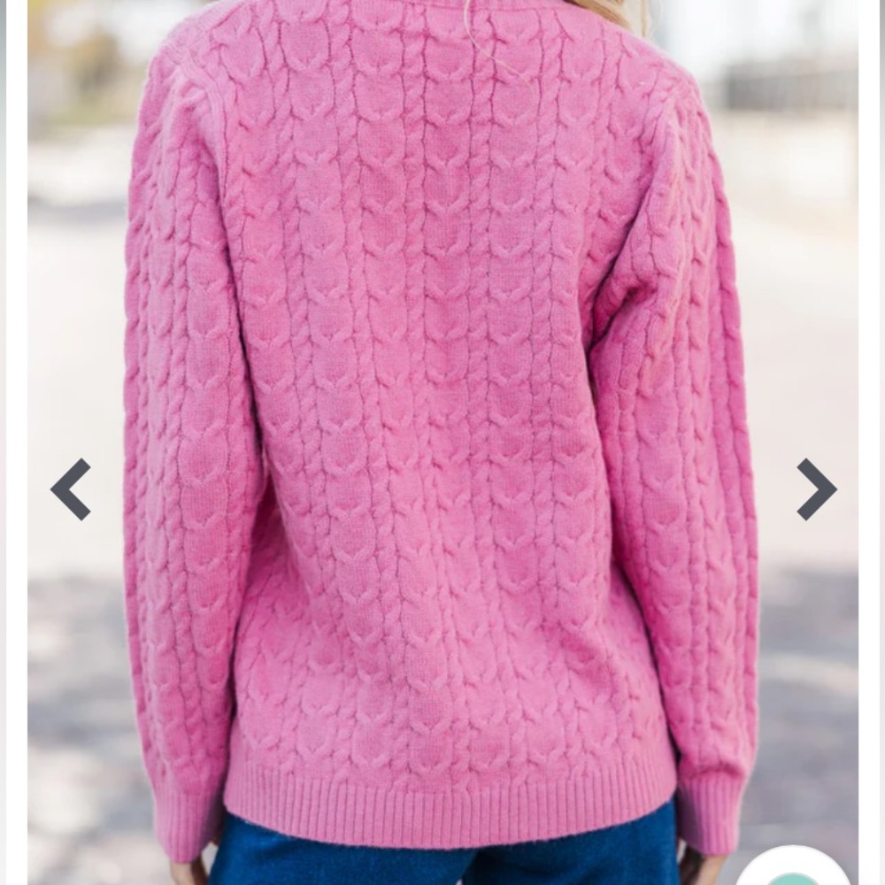 Shop the Mint NWOT Pink V-Neck Cable Knit Sweater🩷Valentine’s Day🩷 - Picture 10 of 16